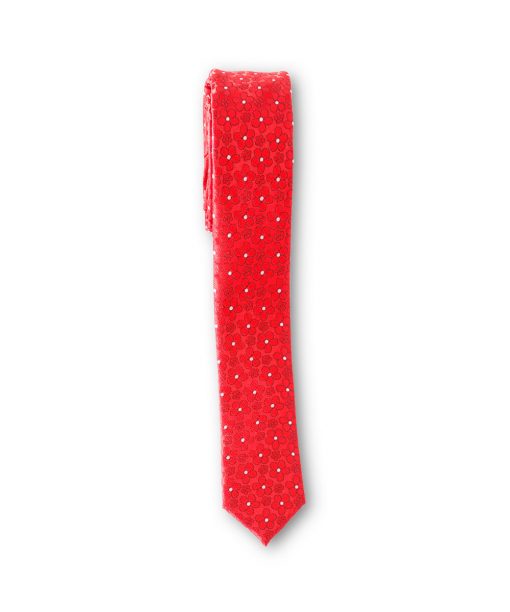 Cravata slim model floral rosu DSC6182