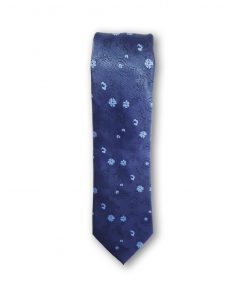 Cravata clasica model paisley&floral bleu pe fond bleumarin 123636