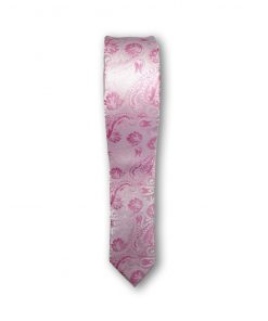 Cravata slim model paisley roz pe fond roz pal 122602